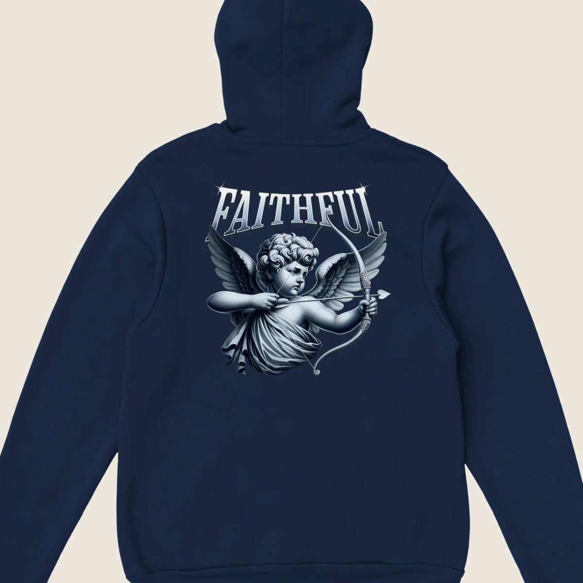 "Target: Love" dark blue Christian hoodie back print by Faithful