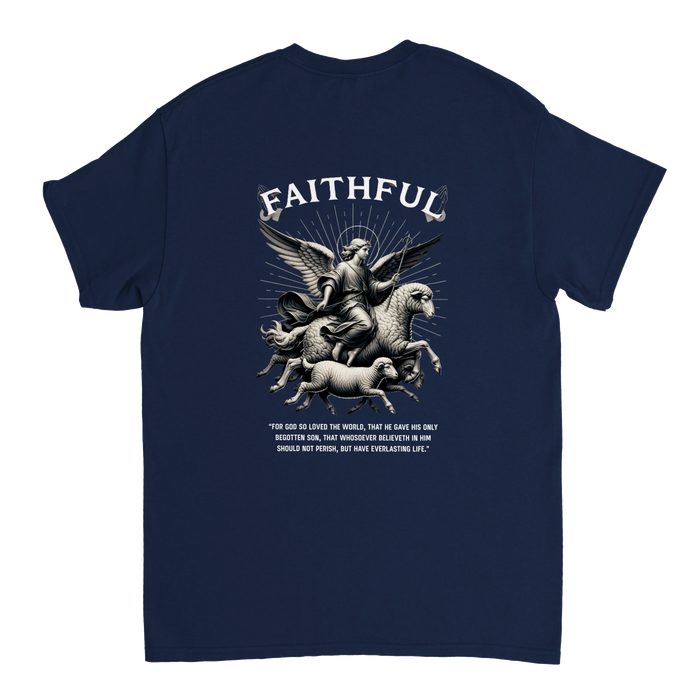 "Sacred Guidance" Dark Blue Christian T-Shirt, Bible verse design by Faithful