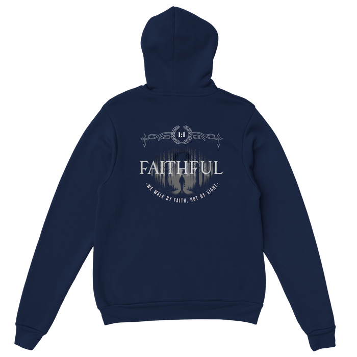 "Light in the Dark" Dark Blue Christian Hoodie, Bible verse design by Faithful