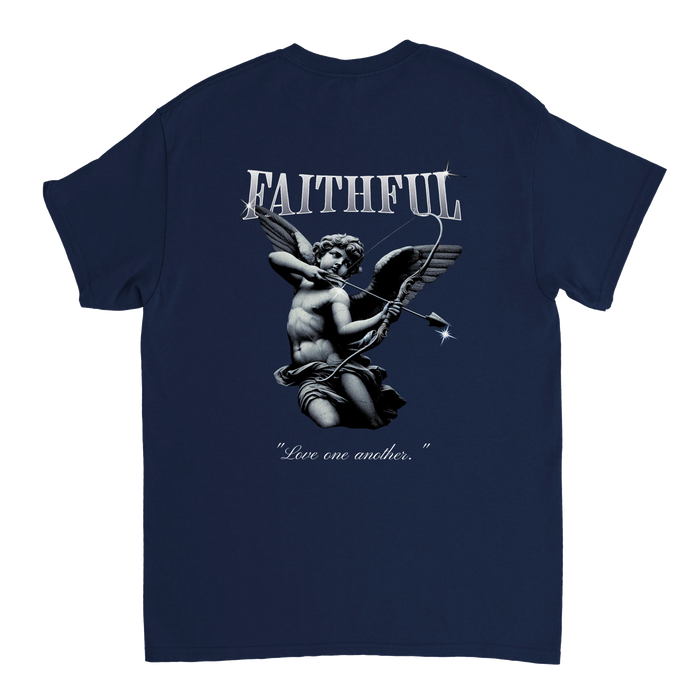 "Angel Archer" Dark Blue Christian T-Shirt, Bible verse design by Faithful