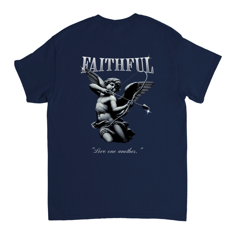 "Angel Archer" Dark Blue Christian T-Shirt, Bible verse design by Faithful