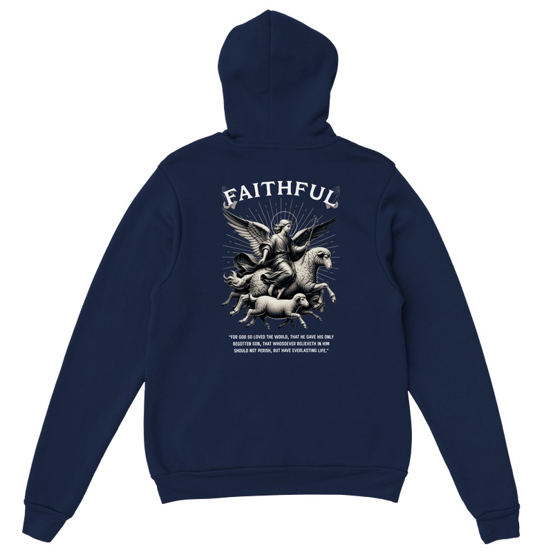 "Sacred Guidance" Dark Blue Christian Hoodie, Bible verse design by Faithful