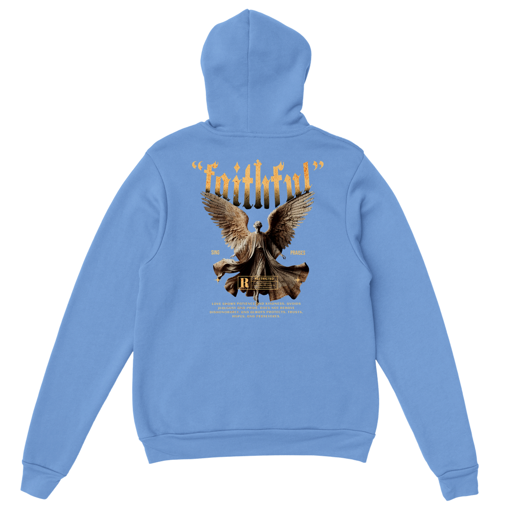 "Guardian of Faith" Blue Christian Hoodie, Bible verse design by Faithful