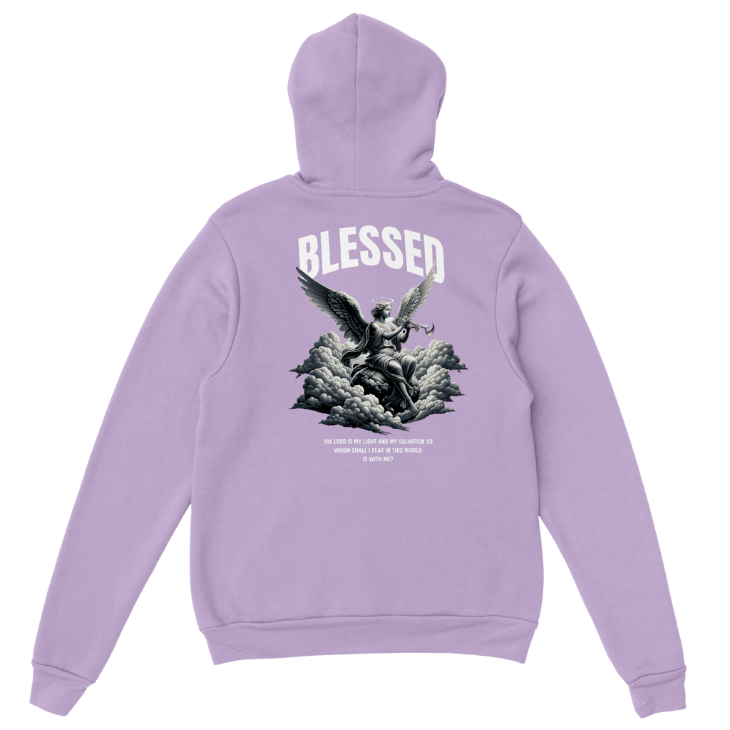"Blessed" Orchid Christian Hoodie, Bible verse design by Faithful