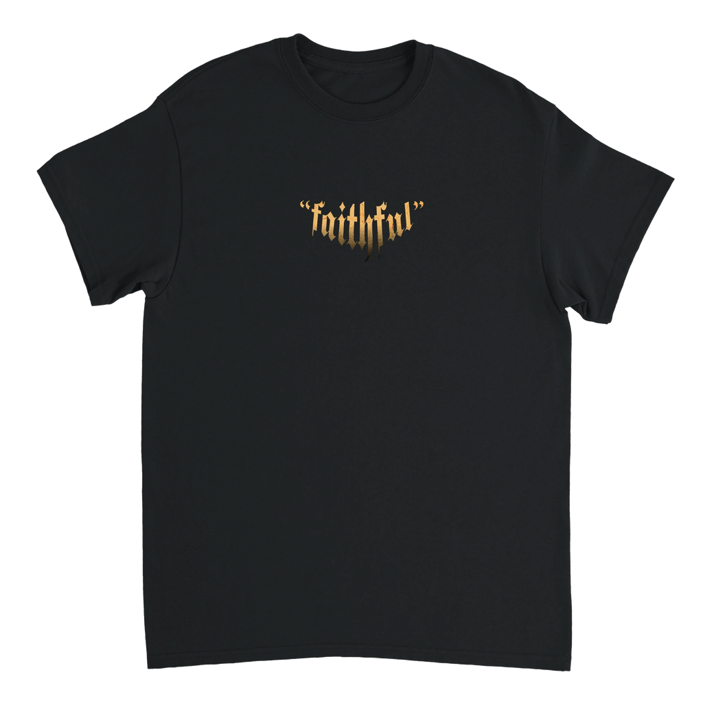 "Guardian of Faith" Black Christian T-Shirt, Bible verse design by Faithful – alternate view
