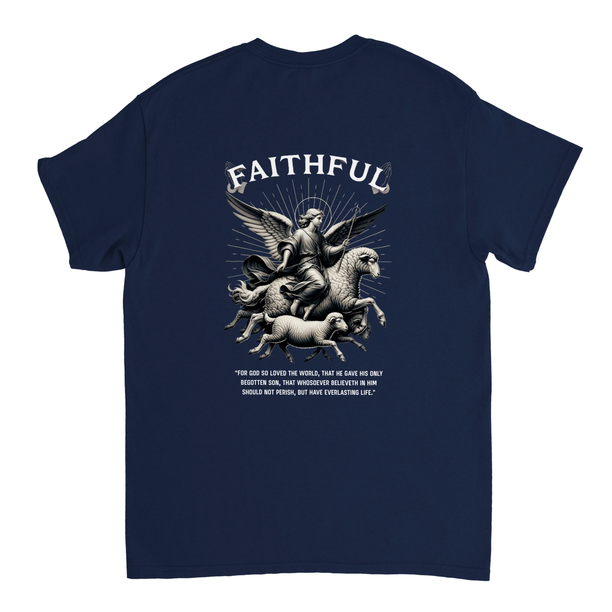 "Sacred Guidance" Dark Blue Christian T-Shirt, Bible verse design by Faithful