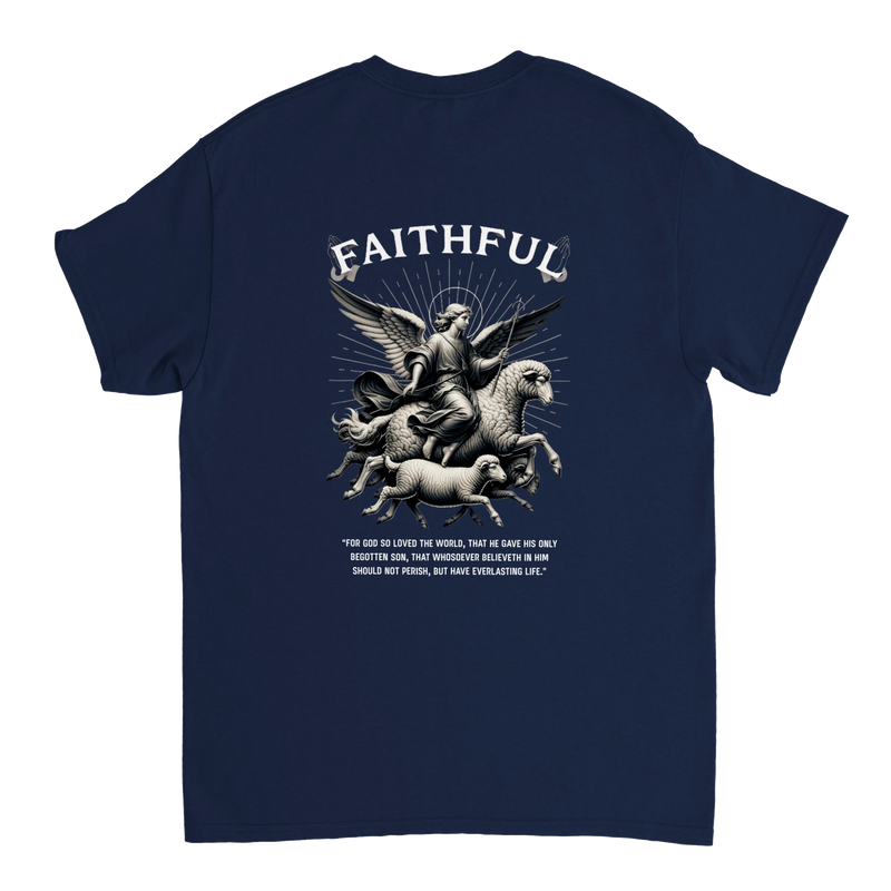"Sacred Guidance" Dark Blue Christian T-Shirt, Bible verse design by Faithful