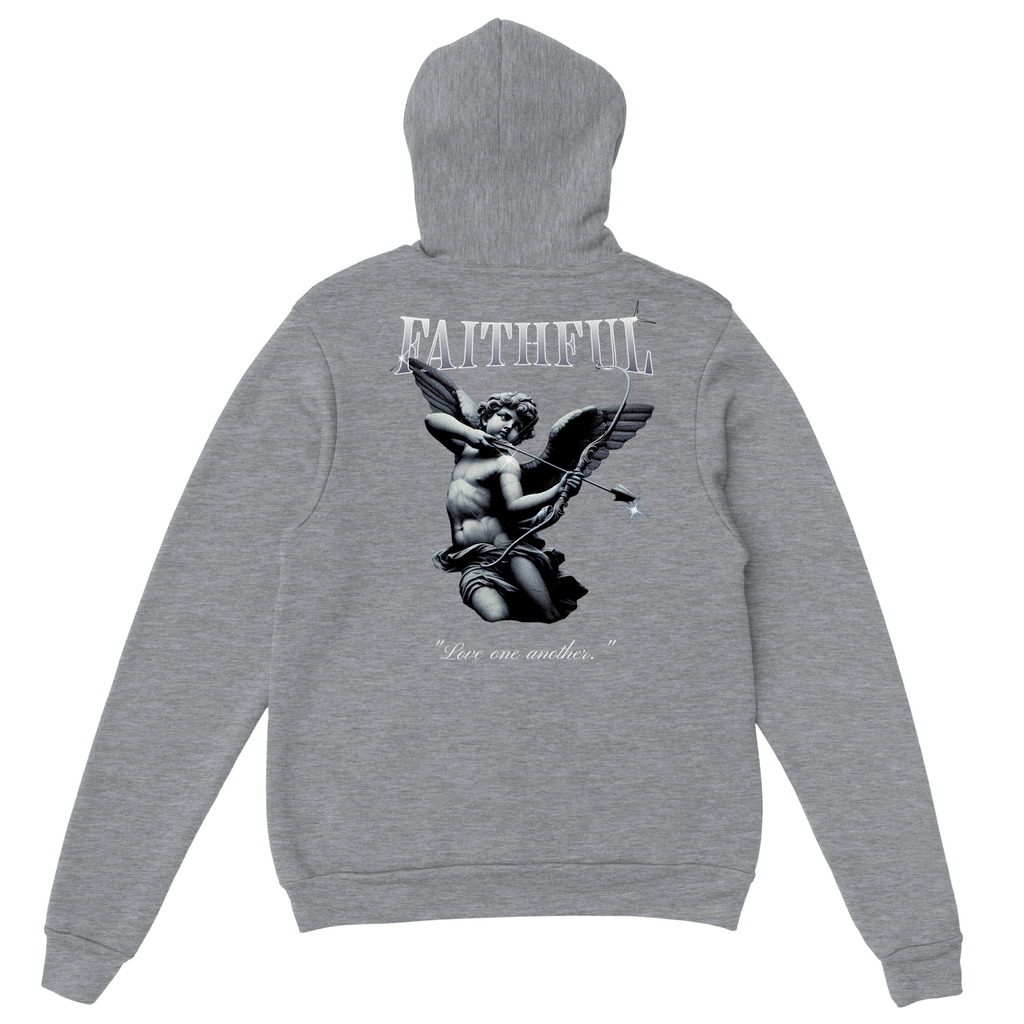 "Angel Archer" Grey Christian Hoodie, Bible verse design by Faithful