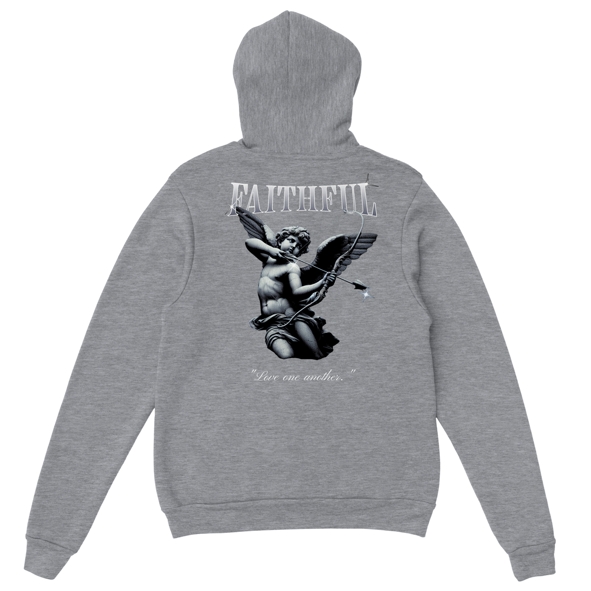 "Angel Archer" Grey Christian Hoodie, Bible verse design by Faithful