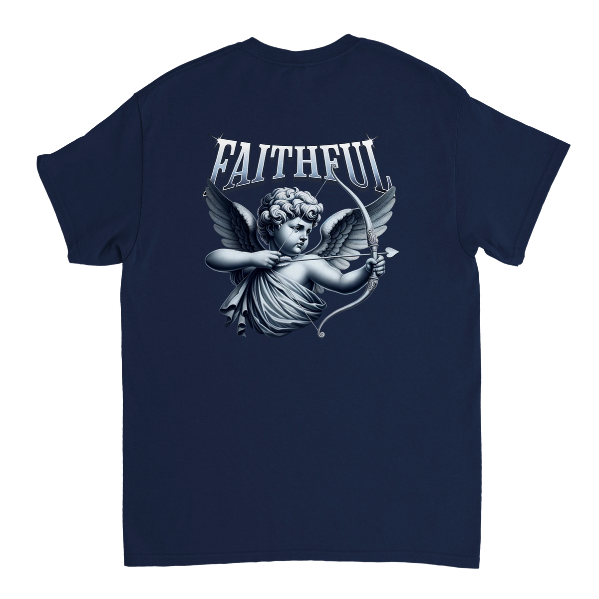 "Target: Love" Dark Blue Christian T-Shirt, Bible verse design by Faithful
