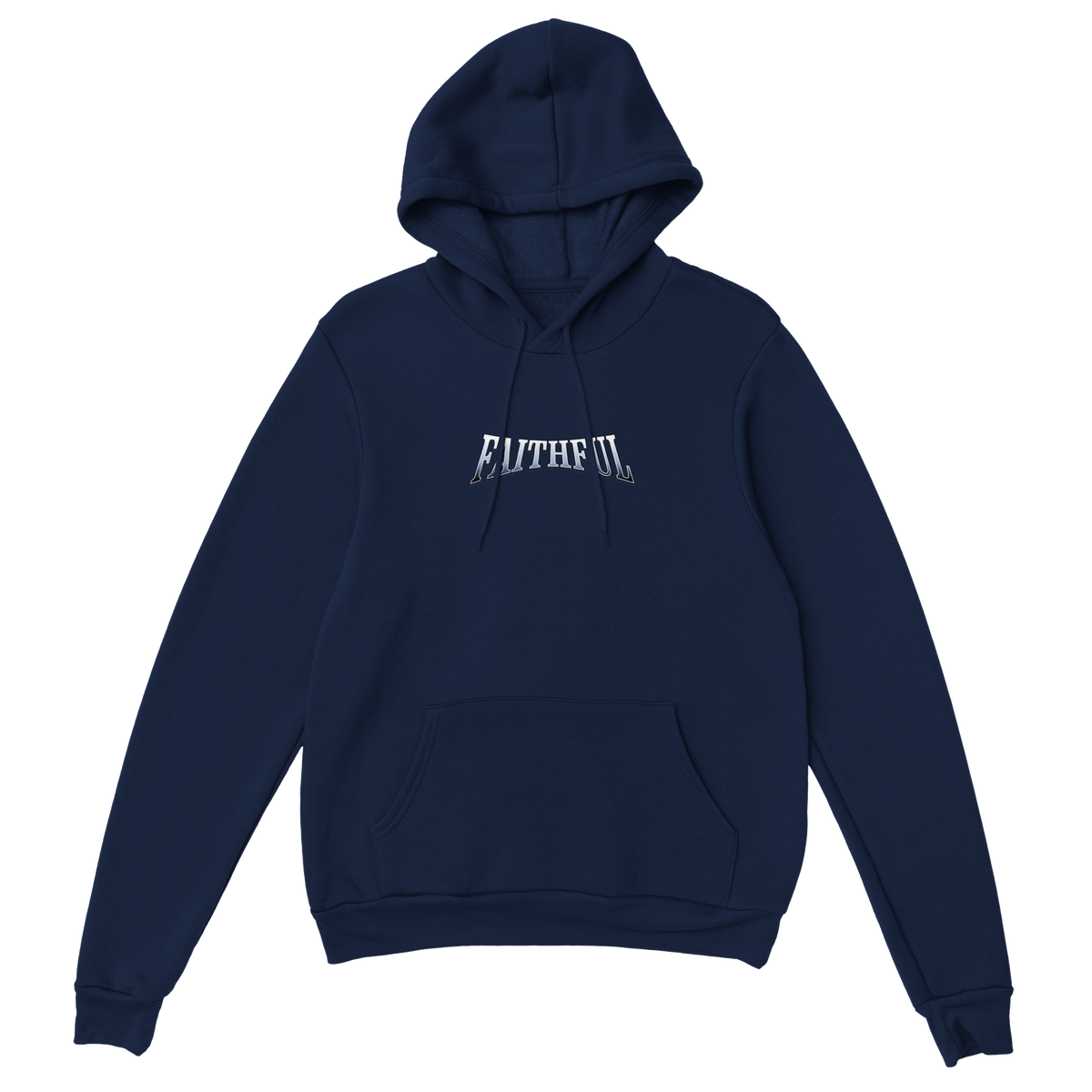 "Target: Love" Dark Blue Christian Hoodie, Bible verse design by Faithful – alternate view