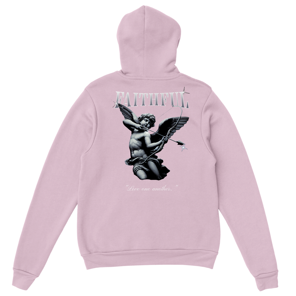 "Angel Archer" Pink Christian Hoodie, Bible verse design by Faithful