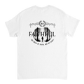 "Light in the Dark" White Christian T-Shirt, Bible verse design by Faithful