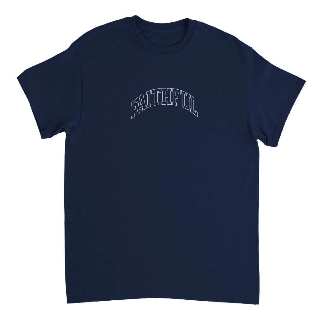 "Flight Through Adversity" Dark Blue Christian T-Shirt, Bible verse design by Faithful – alternate view