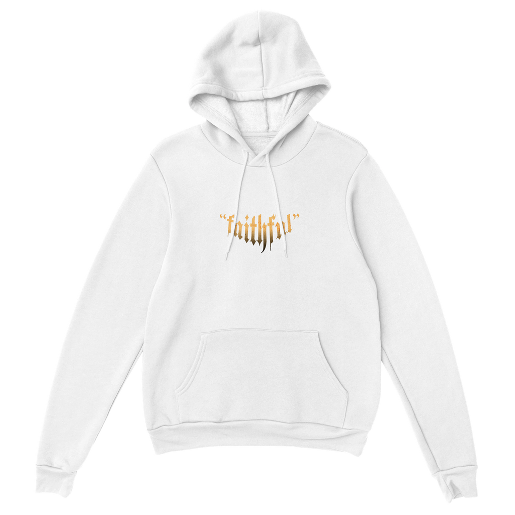 "Guardian of Faith" White Christian Hoodie, Bible verse design by Faithful – alternate view
