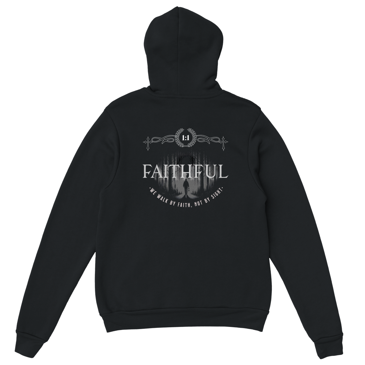 "Light in the Dark" Black Christian Hoodie, Bible verse design by Faithful