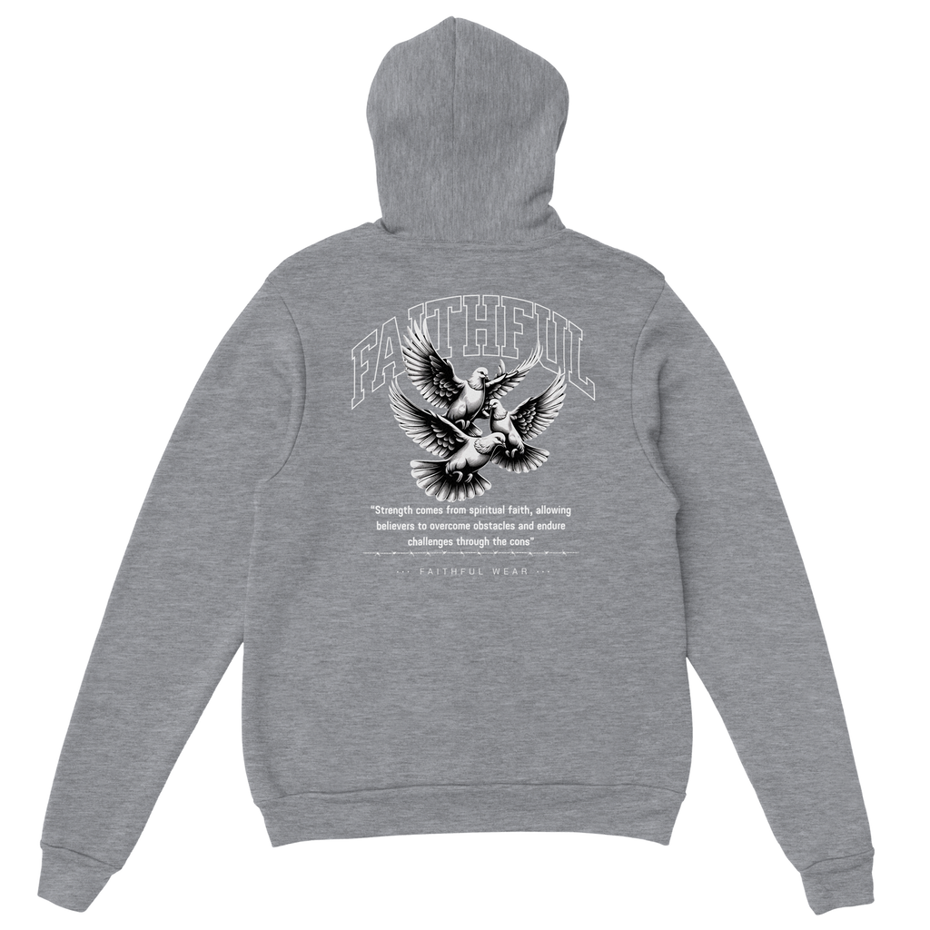 "Flight Through Adversity" Grey Christian Hoodie, Bible verse design by Faithful