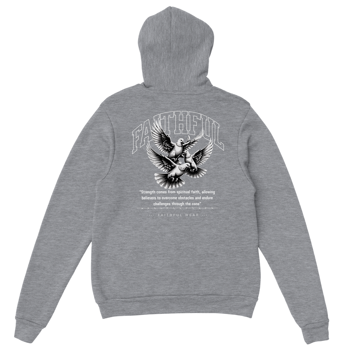 "Flight Through Adversity" Grey Christian Hoodie, Bible verse design by Faithful