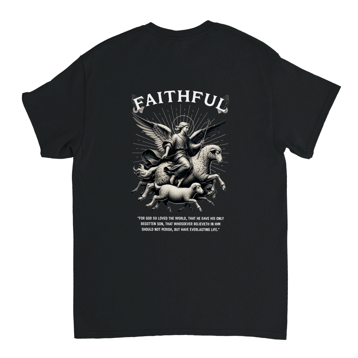 "Sacred Guidance" Black Christian T-Shirt, Bible verse design by Faithful