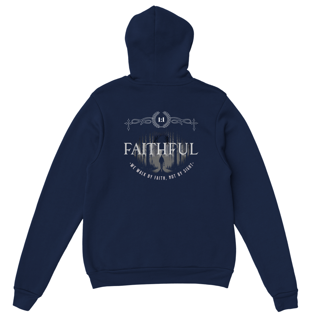 "Light in the Dark" Dark Blue Christian Hoodie, Bible verse design by Faithful