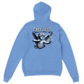 "Target: Love" Blue Christian Hoodie, Bible verse design by Faithful