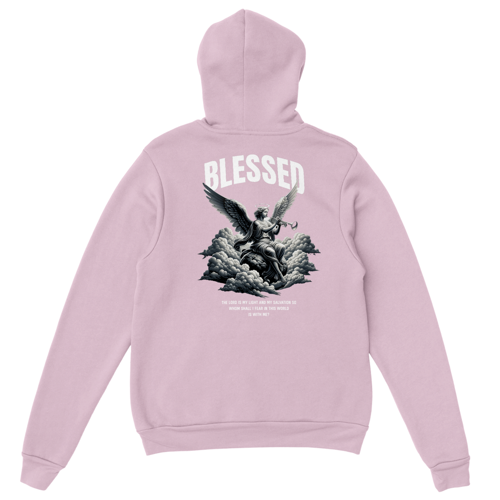 "Blessed" Pink Christian Hoodie, Bible verse design by Faithful