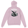 "Blessed" Pink Christian Hoodie, Bible verse design by Faithful