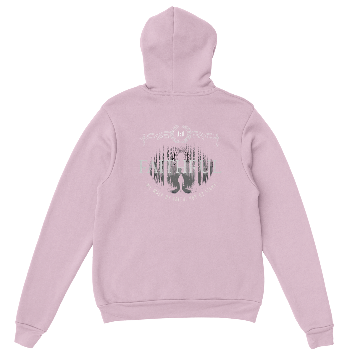 "Light in the Dark" Pink Christian Hoodie, Bible verse design by Faithful