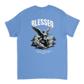 "Blessed" Blue Christian T-Shirt, Bible verse design by Faithful