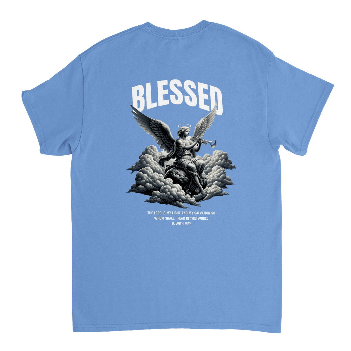 "Blessed" Blue Christian T-Shirt, Bible verse design by Faithful
