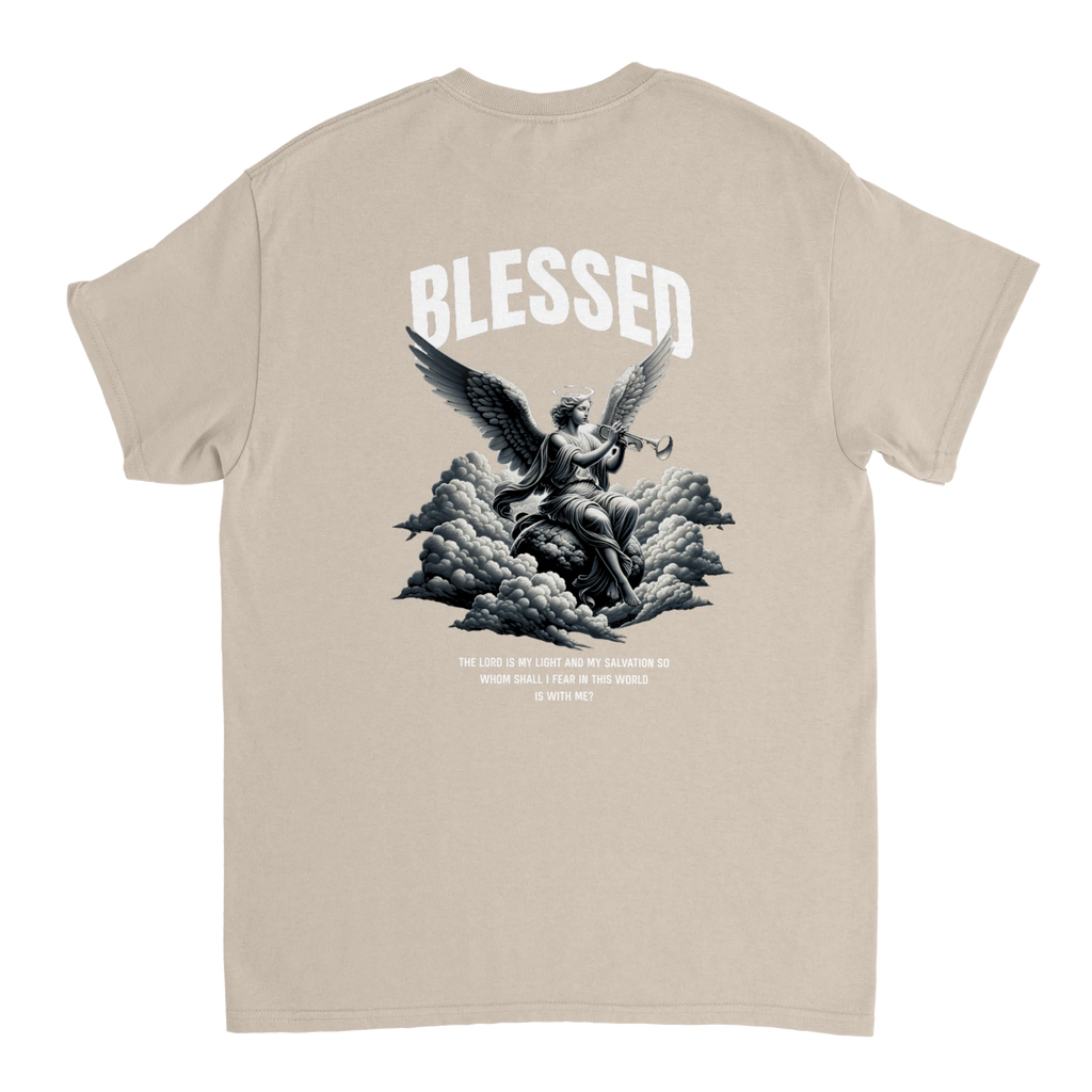 "Blessed" Sand Christian T-Shirt, Bible verse design by Faithful