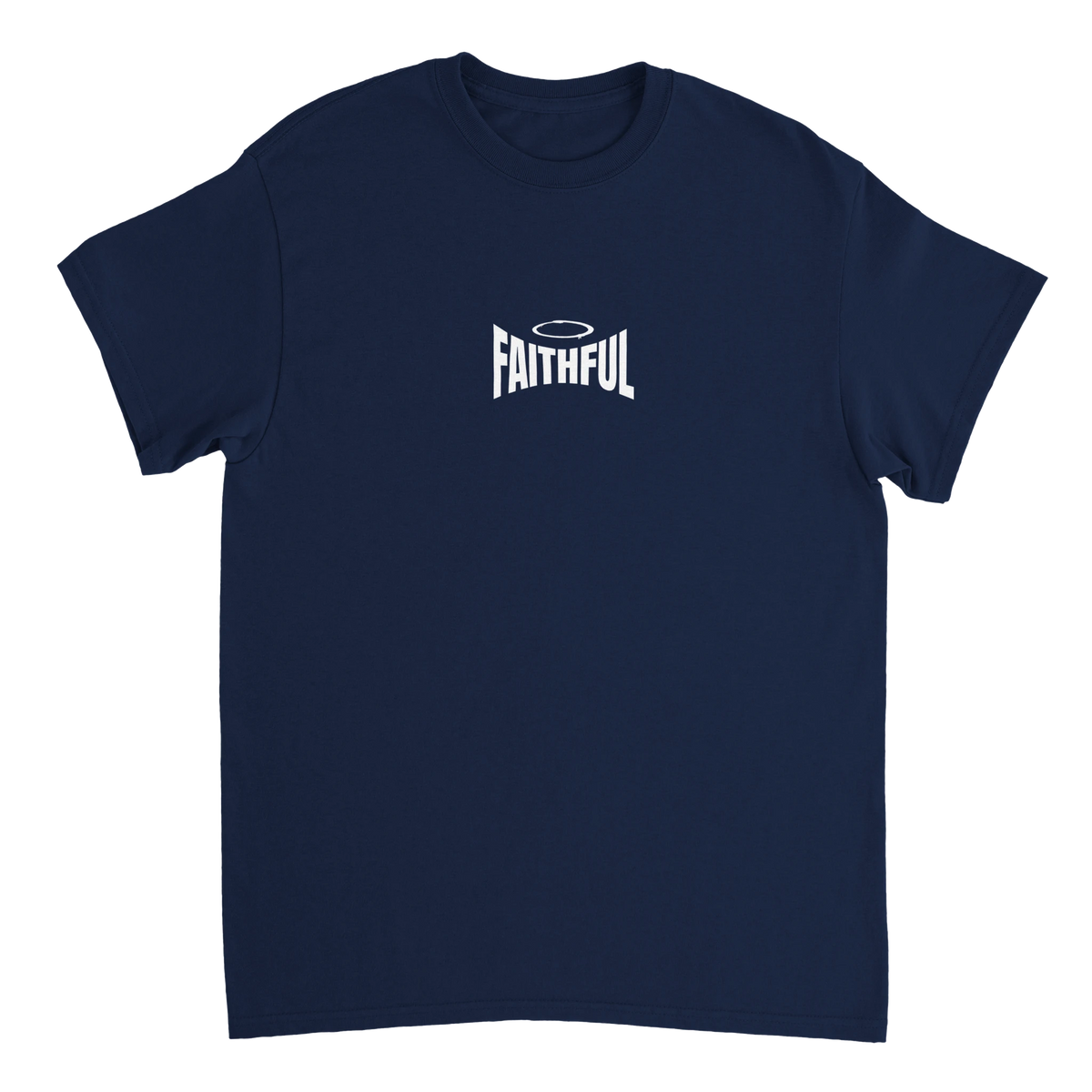 "Blessed" Dark Blue Christian T-Shirt, Bible verse design by Faithful – alternate view