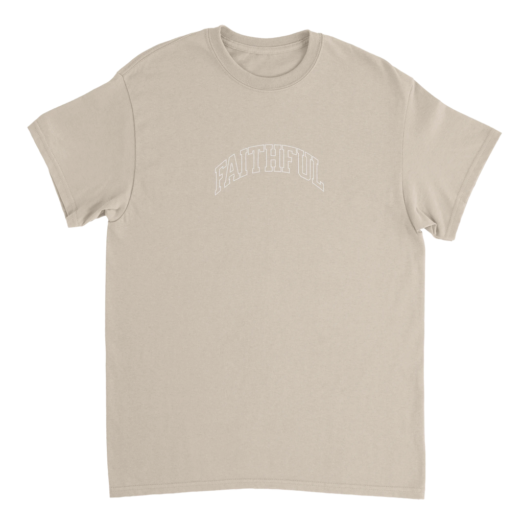 "Flight Through Adversity" Sand Christian T-Shirt, Bible verse design by Faithful – alternate view
