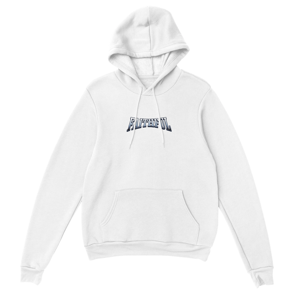 "Target: Love" White Christian Hoodie, Bible verse design by Faithful – alternate view