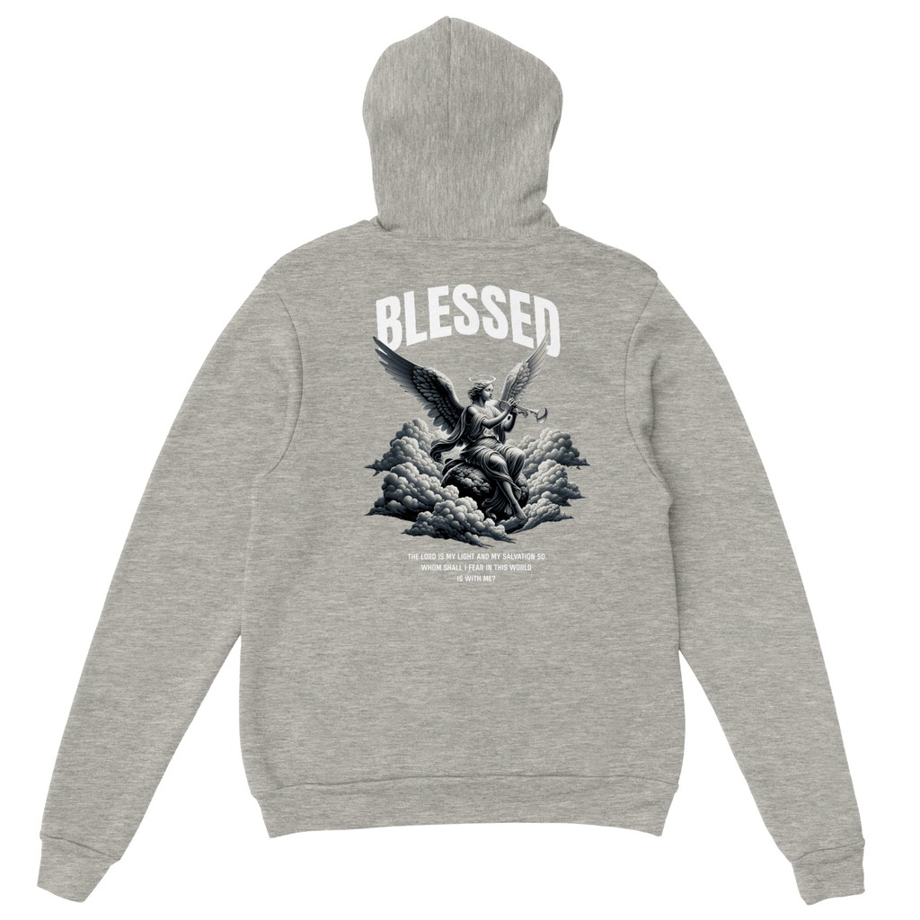 "Blessed" Grey Christian Hoodie, Bible verse design by Faithful