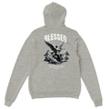 "Blessed" Grey Christian Hoodie, Bible verse design by Faithful