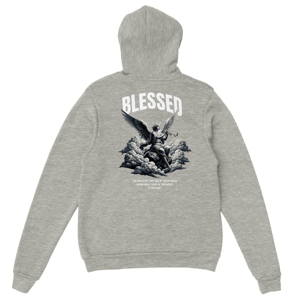 "Blessed" Grey Christian Hoodie, Bible verse design by Faithful