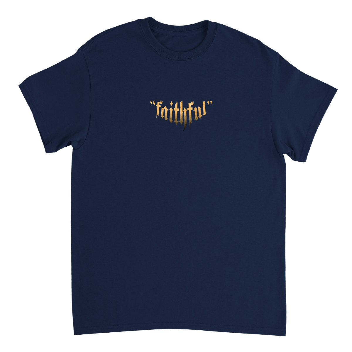 "Guardian of Faith" Dark Blue Christian T-Shirt, Bible verse design by Faithful – alternate view