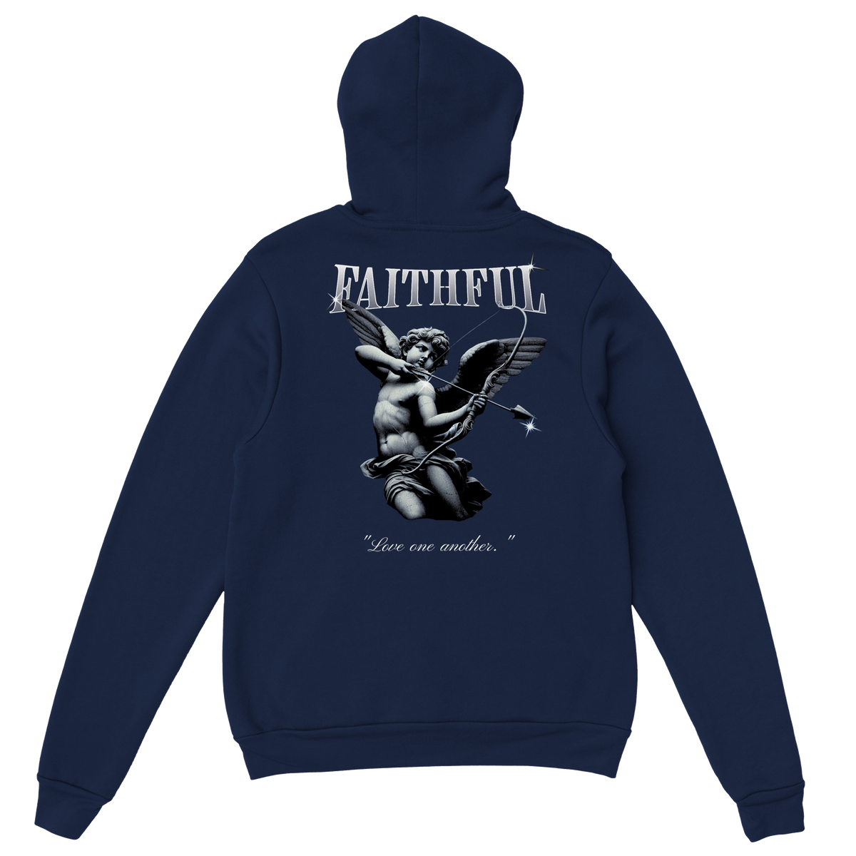 "Angel Archer" Dark Blue Christian Hoodie, Bible verse design by Faithful