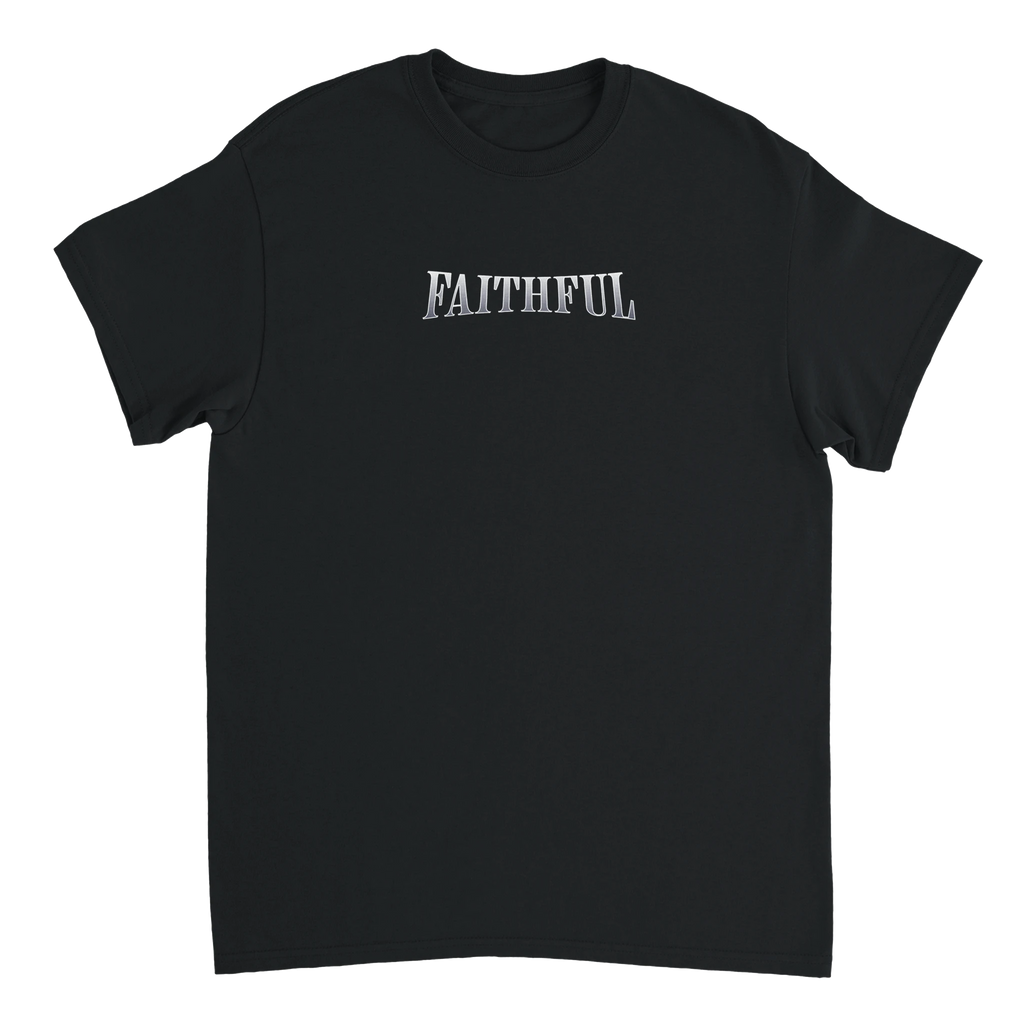 "Angel Archer" Black Christian T-Shirt, Bible verse design by Faithful – alternate view
