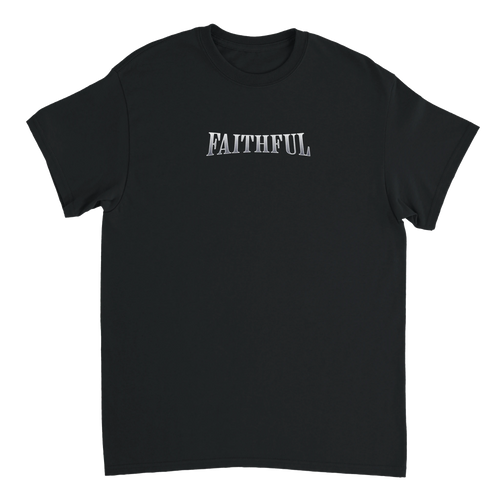 "Angel Archer" Black Christian T-Shirt, Bible verse design by Faithful – alternate view