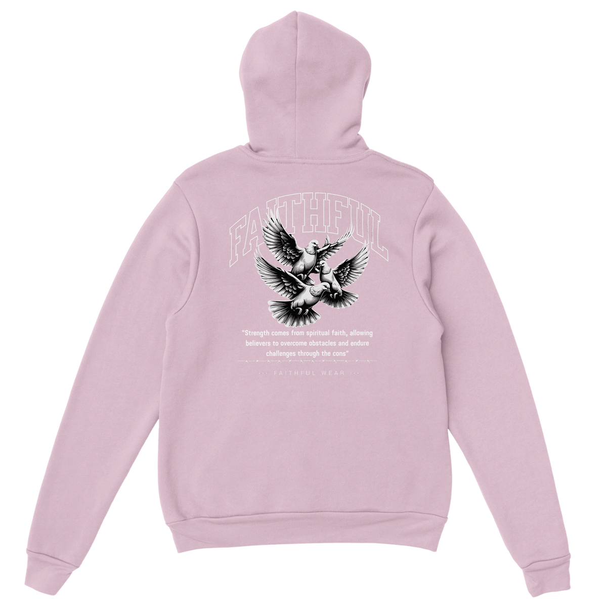 "Flight Through Adversity" Pink Christian Hoodie, Bible verse design by Faithful