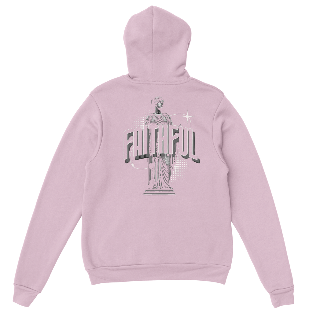 "Monument to Faithfulness" Pink Christian Hoodie, Bible verse design by Faithful