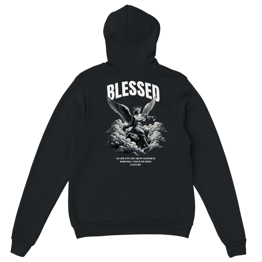 "Blessed" Black Christian Hoodie, Bible verse design by Faithful