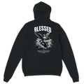 "Blessed" Black Christian Hoodie, Bible verse design by Faithful