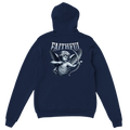 "Target: Love" Dark Blue Christian Hoodie, Bible verse design by Faithful