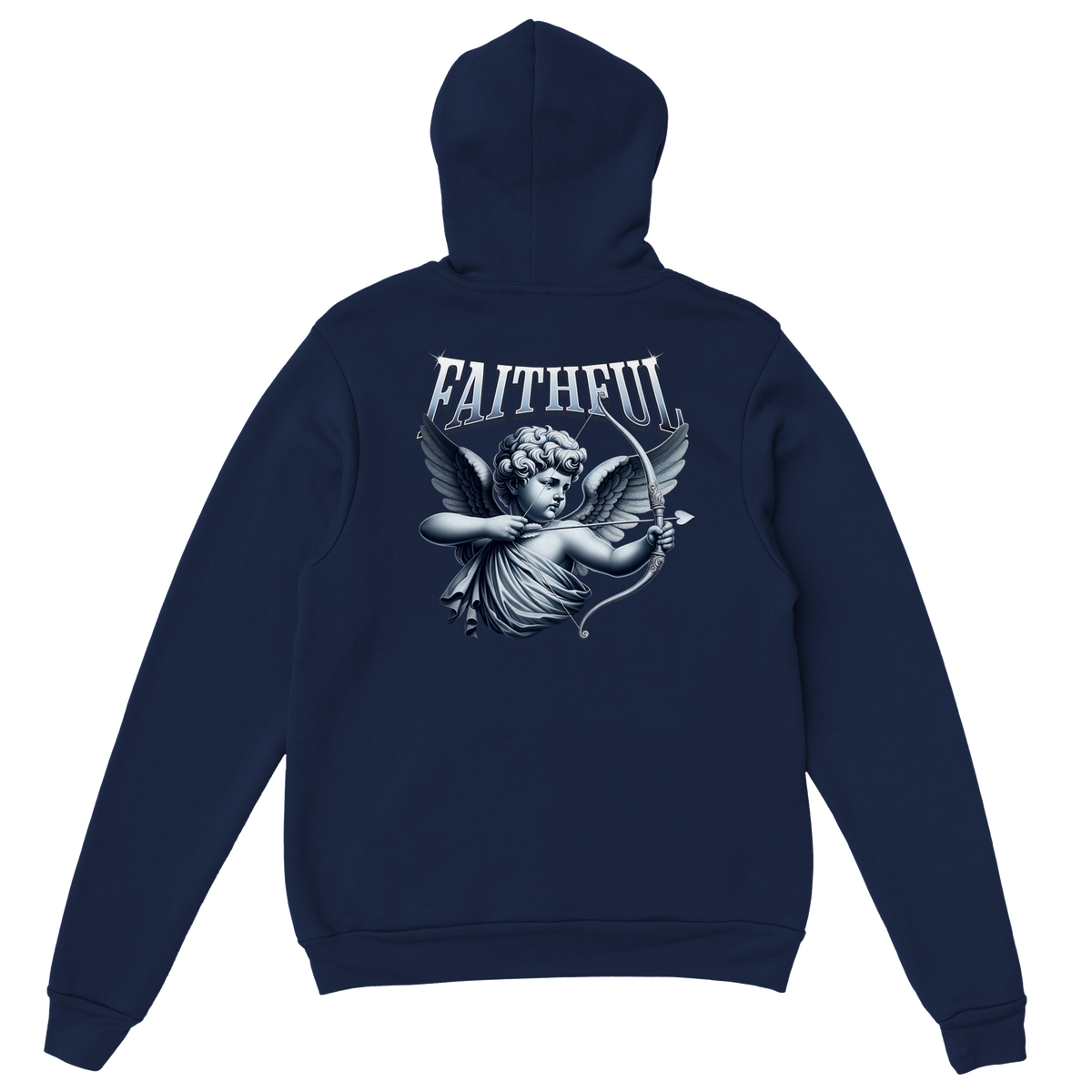 "Target: Love" Dark Blue Christian Hoodie, Bible verse design by Faithful
