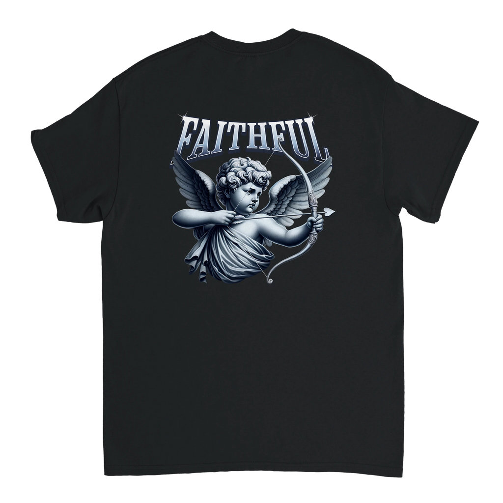 "Target: Love" Black Christian T-Shirt, Bible verse design by Faithful