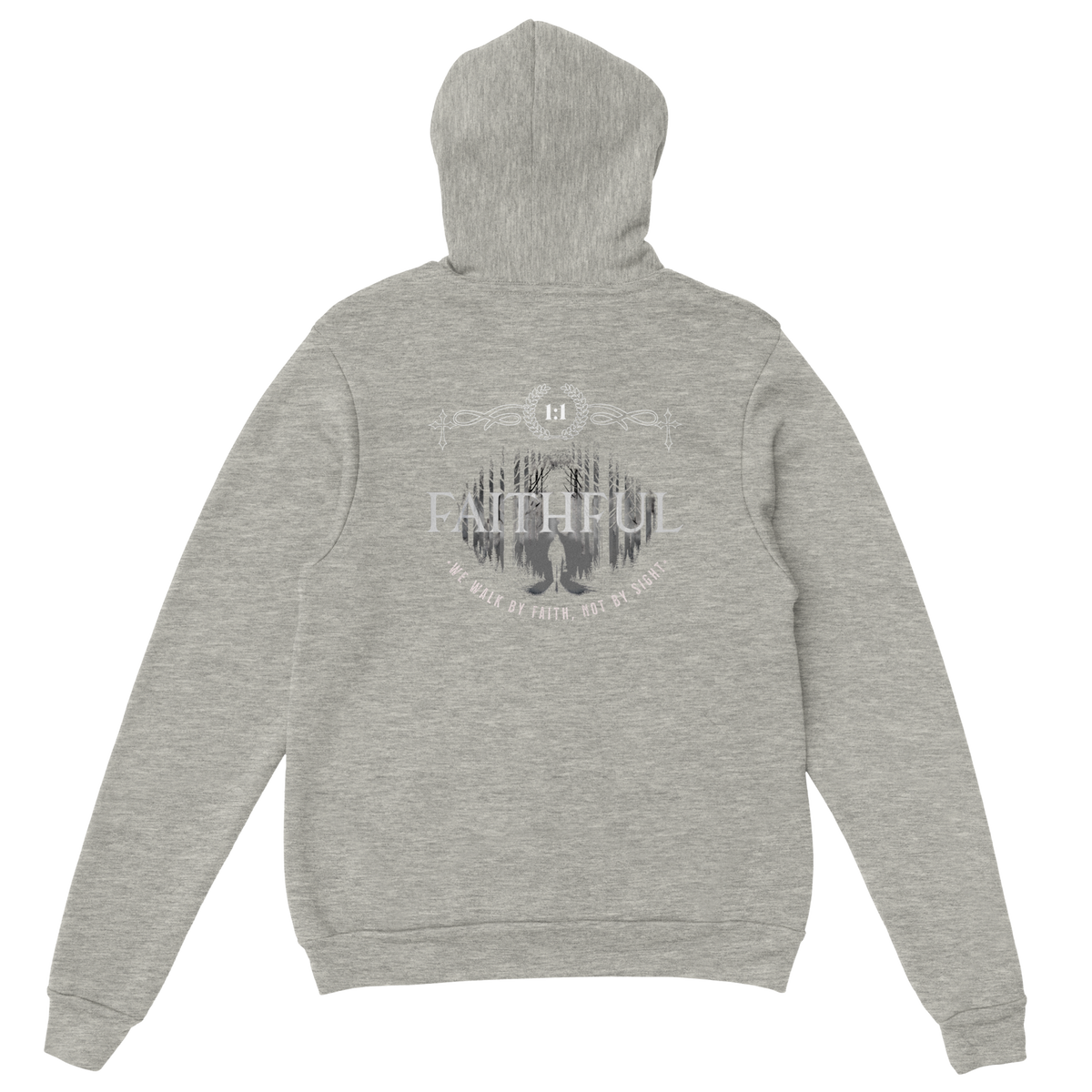 "Light in the Dark" Grey Christian Hoodie, Bible verse design by Faithful