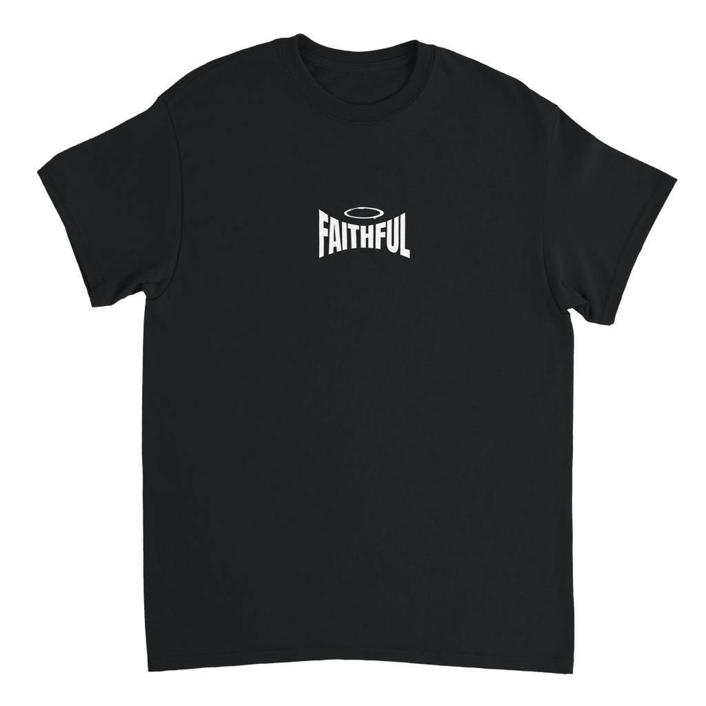 "Light in the Dark" Black Christian T-Shirt, Bible verse design by Faithful – alternate view